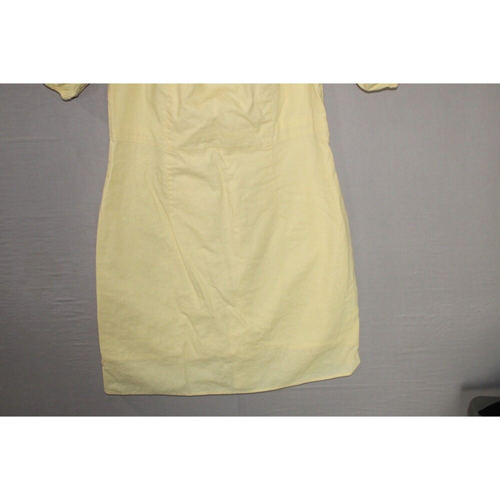 H&M Off-The-Shoulder Mini Dress Ruffle Collar Puff Sleeves Size Large Yellow - Picture 8 of 13